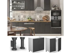 Vicco Spülenunterschrank Fame-Line Anthrazit-Gold/Weiß 80 cm ohne Arbeitsplatte