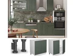 Vicco Spülenunterschrank Fame-Line Grün-Gold Landhaus/Weiß 80 cm mit Regal AP Anthrazit