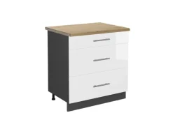 Vicco Spülenunterschrank Fame-Line Grün-Gold Landhaus/Weiß 80 cm mit Regal AP Anthrazit