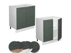 Vicco Spülenunterschrank Fame-Line Grün-Gold Landhaus/Weiß 80 cm mit Regal AP Anthrazit