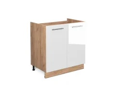 Vicco Spülenunterschrank Fame-Line Weiß Hochglanz/Goldkraft Eiche 80 cm ohne Arbeitsplatte