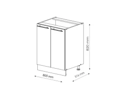 Vicco Spülenunterschrank Fame-Line Grün-Gold Landhaus/Goldkraft Eiche 80 cm mit Regal AP Eiche
