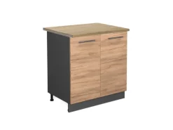 Vicco Spülenunterschrank Fame-Line Goldkraft Eiche/Anthrazit 80 cm mit Regal AP Eiche