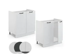 Vicco Spülenunterschrank Fame-Line Weiß Landhaus/Weiß 80 cm ohne Arbeitsplatte