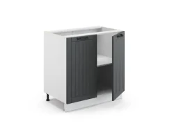 Vicco Spülenunterschrank Fame-Line Anthrazit Landhaus/Weiß 80 cm mit Regal AP Eiche