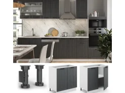 Vicco Spülenunterschrank Fame-Line Anthrazit Landhaus/Weiß 80 cm mit Regal AP Eiche