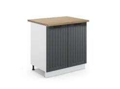 Vicco Spülenunterschrank Fame-Line Anthrazit Landhaus/Weiß 80 cm mit Regal AP Eiche