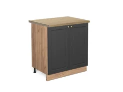 Vicco Spülenunterschrank Fame-Line Anthrazit-Gold/Goldkraft Eiche 80 cm AP Eiche