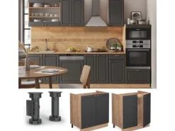 Vicco Spülenunterschrank Fame-Line Anthrazit-Gold/Goldkraft Eiche 80 cm AP Eiche