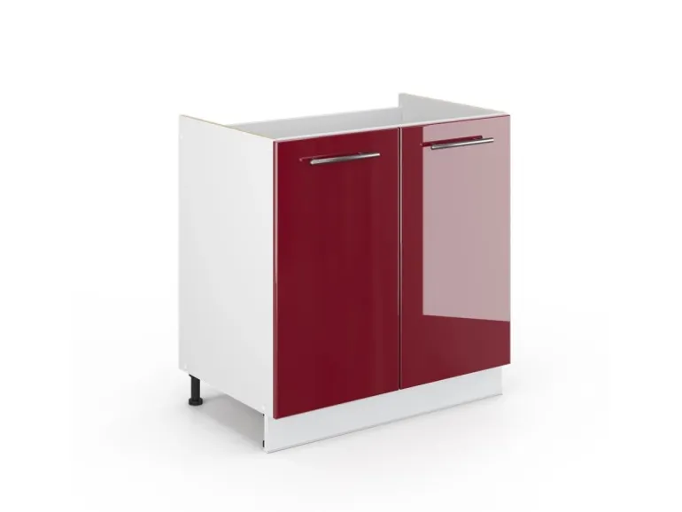 Vicco Spülenunterschrank Fame-Line Bordeaux Hochglanz/Weiß 80 cm ohne Arbeitsplatte