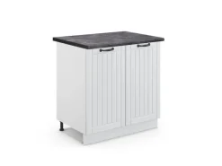 Vicco Spülenunterschrank Fame-Line Weiß Landhaus/Weiß 80 cm mit Regal AP Anthrazit