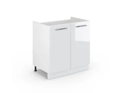 Vicco Spülenunterschrank Fame-Line Weiß Hochglanz/Weiß 80 cm ohne Arbeitsplatte