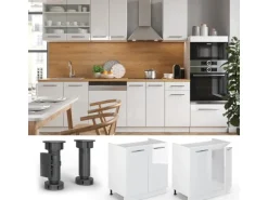 Vicco Spülenunterschrank Fame-Line Weiß Hochglanz/Weiß 80 cm ohne Arbeitsplatte