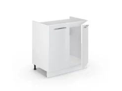 Vicco Spülenunterschrank Fame-Line Weiß Hochglanz/Weiß 80 cm ohne Arbeitsplatte