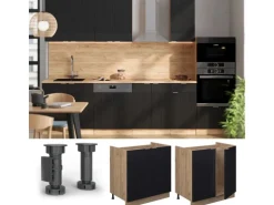 Vicco Spülenunterschrank Fame-Line Schwarz Gestreift 80 cm ohne Arbeitsplatte