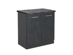 Vicco Spülenunterschrank R-Line Schwarz Beton/Anthrazit 80 cm AP Anthrazit