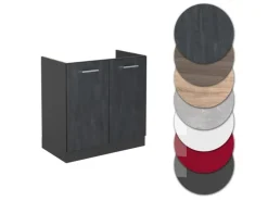 Vicco Spülenunterschrank R-Line Schwarz Beton/Anthrazit 80 cm AP Anthrazit