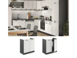 Vicco Spülenunterschrank R-Line Weiß Landhaus/Anthrazit 80 cm AP Eiche