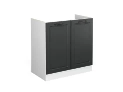 Vicco Spülenunterschrank R-Line Anthrazit Landhaus/Weiß 80 cm ohne Arbeitsplatte