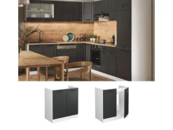 Vicco Spülenunterschrank R-Line Anthrazit Landhaus/Weiß 80 cm ohne Arbeitsplatte