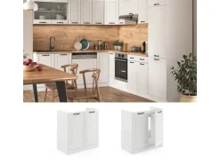 Vicco Spülenunterschrank R-Line Küchenunterschrank für die Spüle Weiß Landhaus/Weiß 80 cm AP Eiche