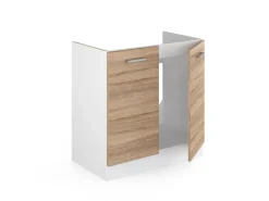 Vicco Spülenunterschrank R-Line Küchenunterschrank für die Spüle Sonoma/Weiß 80 cm ohne Arbeitsplatte