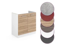 Vicco Spülenunterschrank R-Line Küchenunterschrank für die Spüle Sonoma/Weiß 80 cm ohne Arbeitsplatte