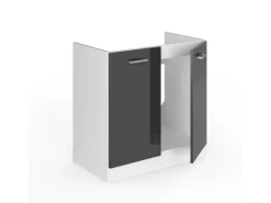 Vicco Spülenunterschrank R-Line Anthrazit Hochglanz/Weiß 80 cm AP Eiche