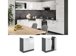 Vicco Spülenunterschrank R-Line Weiß Hochglanz/Anthrazit 80 cm AP Eiche