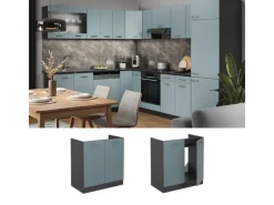 Vicco Spülenunterschrank R-Line Blau-Grau/Anthrazit 80 cm ohne Arbeitsplatte