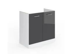 Vicco Spülenunterschrank R-Line Anthrazit Hochglanz/Weiß 80 cm ohne Arbeitsplatte