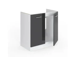 Vicco Spülenunterschrank R-Line Anthrazit Hochglanz/Weiß 80 cm ohne Arbeitsplatte