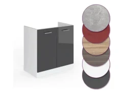 Vicco Spülenunterschrank R-Line Anthrazit Hochglanz/Weiß 80 cm ohne Arbeitsplatte