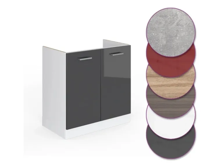 Vicco Spülenunterschrank R-Line Anthrazit Hochglanz/Weiß 80 cm ohne Arbeitsplatte