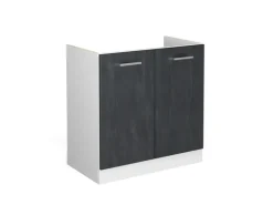 Vicco Spülenunterschrank R-Line Schwarz Beton/Weiß 80 cm ohne Arbeitsplatte