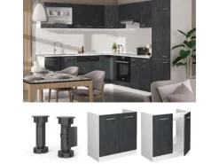 Vicco Spülenunterschrank R-Line Schwarz Beton/Weiß 80 cm ohne Arbeitsplatte