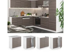 Vicco Spülenunterschrank R-Line Küchenunterschrank für die Spüle Grau/Weiß 80 cm AP Anthrazit