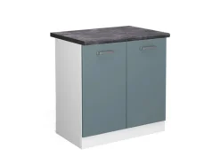 Vicco Spülenunterschrank R-Line Küchenunterschrank für die Spüle Blau-Grau/Weiß 80 cm AP Anthrazit