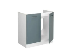 Vicco Spülenunterschrank R-Line Küchenunterschrank für die Spüle Blau-Grau/Weiß 80 cm AP Anthrazit