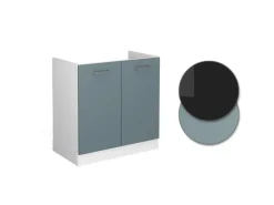 Vicco Spülenunterschrank R-Line Küchenunterschrank für die Spüle Blau-Grau/Weiß 80 cm AP Anthrazit