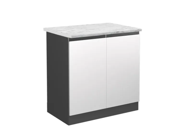 Vicco Spülenunterschrank R-Line Küchenunterschrank für die Spüle Weiß/Anthrazit AP Marmor