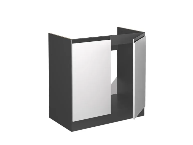 Vicco Spülenunterschrank R-Line Küchenunterschrank für die Spüle Weiß/Anthrazit AP Marmor