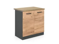 Vicco Spülenunterschrank R-Line Goldkraft Eiche/Anthrazit 80 cm AP Eiche mit Anthrazit Korpus
