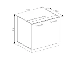 Vicco Spülenunterschrank R-Line Anthrazit Hochglanz/Goldkraft Eiche 80 cm AP Anthrazit