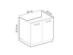 Vicco Spülenunterschrank R-Line Schwarz Hochglanz/Anthrazit 80 cm AP Marmor