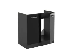 Vicco Spülenunterschrank R-Line Schwarz Hochglanz/Anthrazit 80 cm AP Marmor