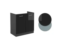 Vicco Spülenunterschrank R-Line Schwarz Hochglanz/Anthrazit 80 cm AP Marmor