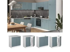 Vicco Spülenunterschrank R-Line Blau-Grau/Weiß 80 cm ohne Arbeitsplatte