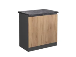 Vicco Spülenunterschrank R-Line Goldkraft Eiche/Anthrazit 80 cm AP Anthrazit mit Anthrazit Korpus