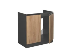 Vicco Spülenunterschrank R-Line Goldkraft Eiche/Anthrazit 80 cm AP Anthrazit mit Anthrazit Korpus